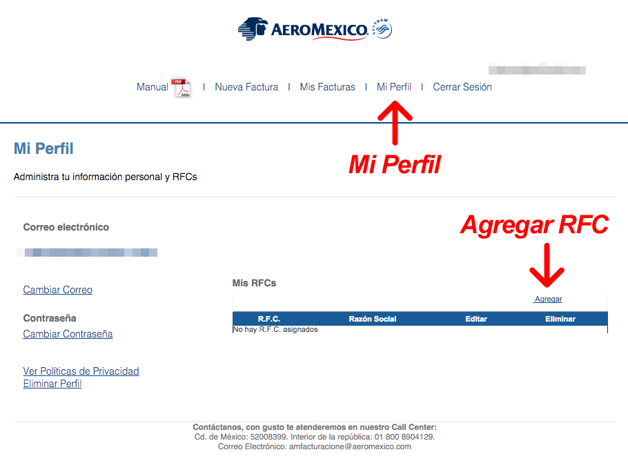 Aeromexico Facturacion Editar Perfil