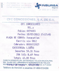 Autopista Guadalajara - Tepic Ticket muestra